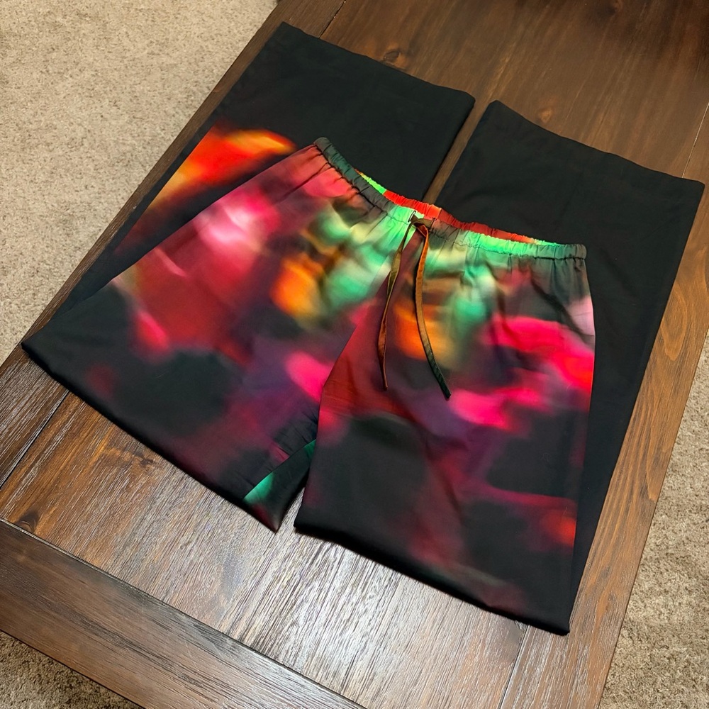 Dries Van Noten Wide Leg Pants Neon Light Print - Picture 13 of 14